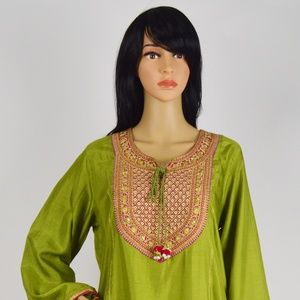 Elegant Raw Silk Kurti Featuring Exquisite Embroidery, Pakistani Women Dress